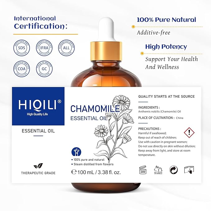 HIQILI 100ML Chamomile Essential Oil, Pure & Natural Chamomile Oil - Image 3