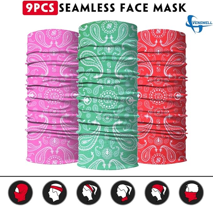 Venswell Neck Gaiter Face Mask Men Women, Seamless Bandana Rave Face Cover - Image 5
