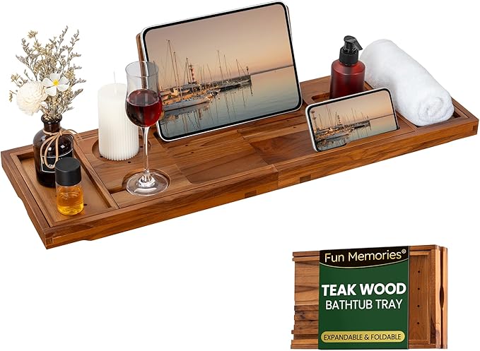 Teak Bathtub Tray by FunMemories