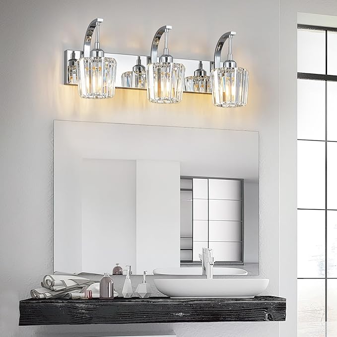 Modern Bathroom Vanity Light, 3-Light Chrome Wall Sconce - Image 3