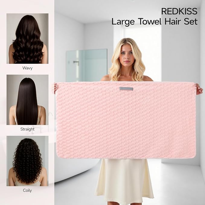 REDKISS 3 Pack Microfiber Hair Towels - Image 2