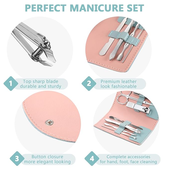 12 Set Manicure Set Bulk Mini Manicure Nail Clipper Kit 7 in 1 Stainless Steel - Image 3