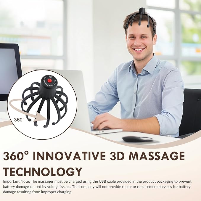 Electric Scalp Massager with 3 Modes, Head Massager Scalp, 360 Degree Head - Image 5