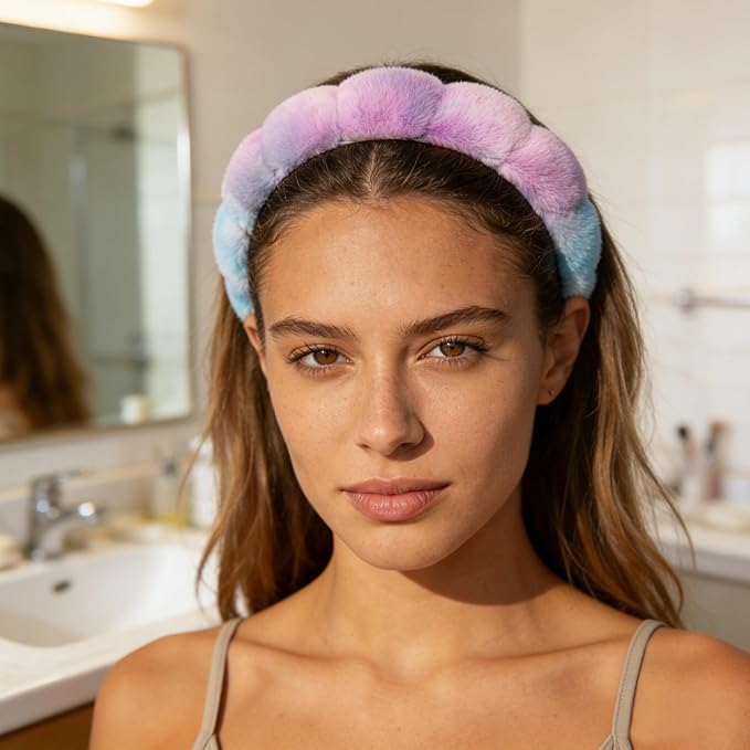 Ayesha Spa Headband for Washing Face Sponge Makeup&Skincare Headband Soft Fuzzy - Image 3