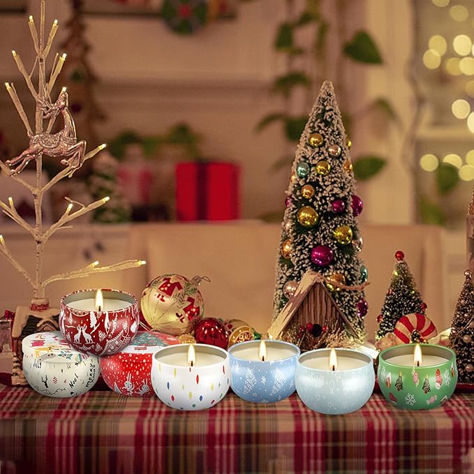 24Pack Christmas Scented Candle Tins Gift Set - Image 3