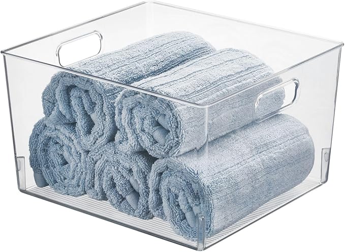 mDesign Large Modern Stackable Plastic Storage Organizer Bin Basket - Image 5
