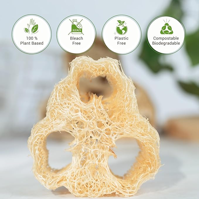Natural Loofah 6-Pack, 4 Inch 100% Plant Fiber Exfoliating Sponge, Spa & Shower - Image 5