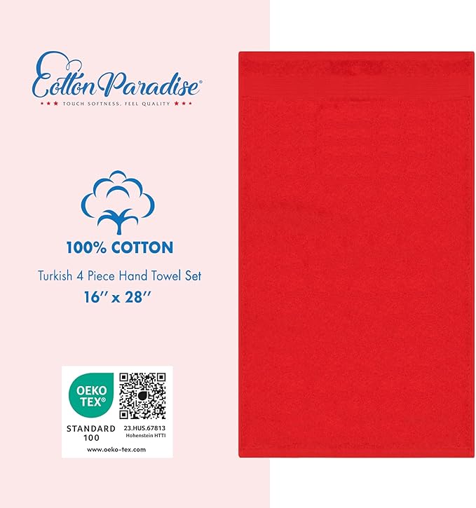 Cotton Paradise Hand Towels for Bathroom, 100% Cotton Turkish 4 Piece Hand - Image 4