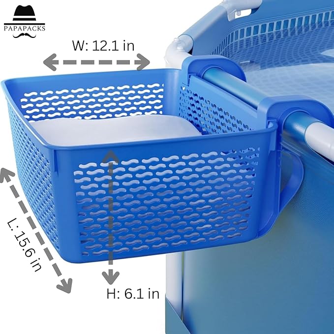2 Packs XL Poolside Storage Basket – All in One Swimming Pool Organizer – Made - Image 3