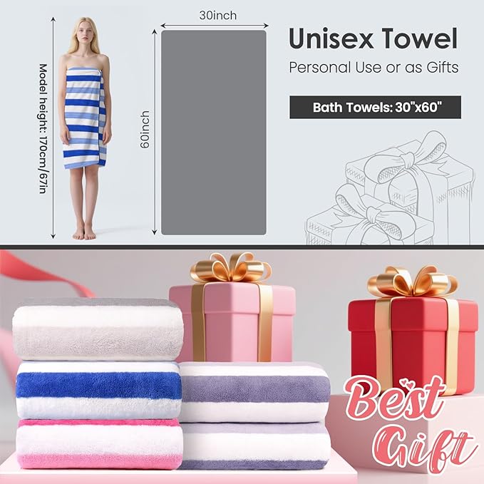 JML Bath Towels Set, Large Microfiber Bath Towel - Image 2