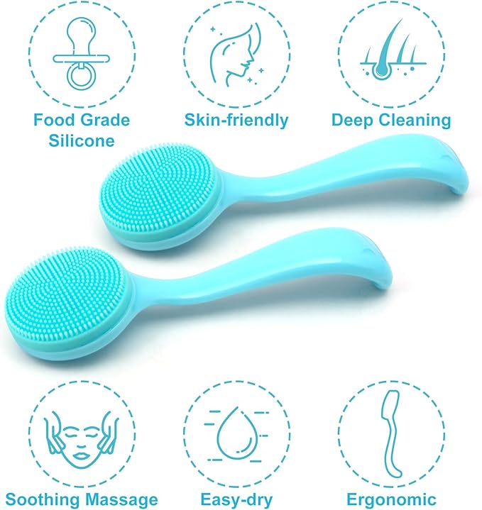 HINZIC 2 Pack Silicone Manual Facial Cleansing Brush, Skin Friendly Waterproof - Image 7