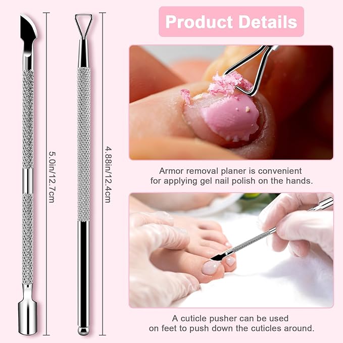 HOFASON 2PCS Cuticle Pushers and Nail Polish Remover, Stainless Triangle Nail - Image 3