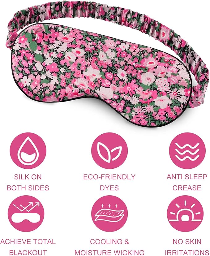 OLESILK 100% Natural Mulberry Silk Sleep Eye Mask Block Out Light, Fashion - Image 6