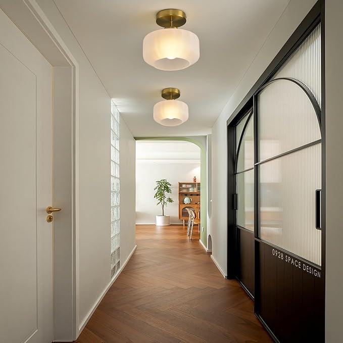 Industrial Gold Matte Light Fixtures Ceiling Mount, - Image 6