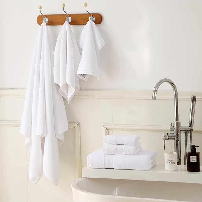 27x55 Bath Towels Set 100 Percent Cotton 650GSM Luxury Super Soft Absorbent - Image 4
