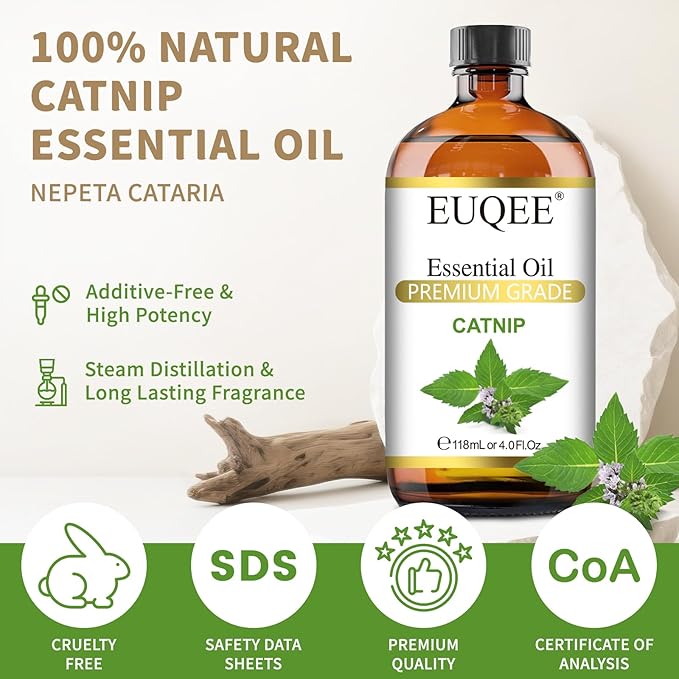 EUQEE 118ML Catnip Essential Oil, Pure & Fresh Herbal Aroma Catnip Essential Oil - Image 2