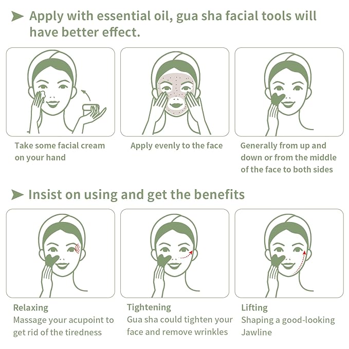 Gua Sha Facial Tools, Natural Jade Guasha Tool - Image 5