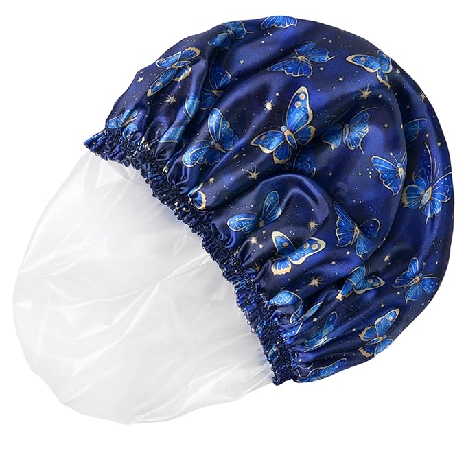 4 PCS Shower Cap for Women, Elastic and Reusable Bath Caps, Double Layers - Image 7