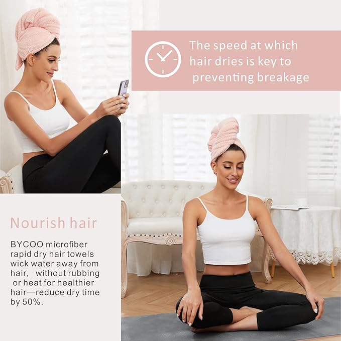 Microfiber Hair Towel Wrap for Women, Anti Frizz Large Ultra-Soft Hands-Free - Image 2