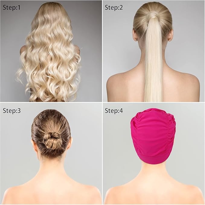 Swim Caps for Women Swimming, Comfort Pleated Swimming Cap for Long Hair - Image 5