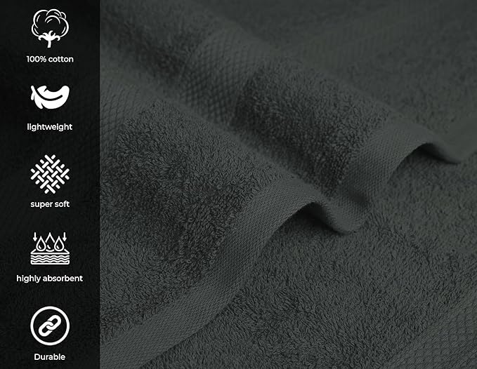 Avalon Towels Bath Towels for Bathroom 100% Cotton Grey Bathroom Towels Pack of - Image 4