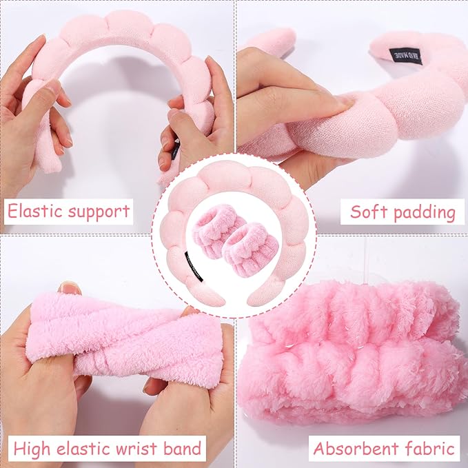 Zkptops Spa Headband for Washing Face Wristband Sponge Makeup Skincare Headband - Image 5