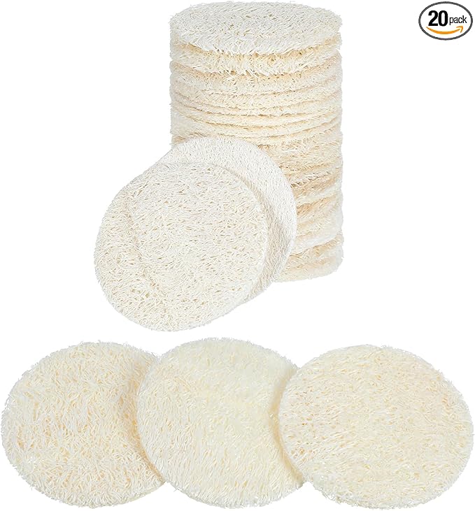 Nogeqi 20 Pcs Natural Loofah Sponge Pads by Unknown
