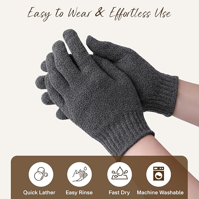 4 Pairs Exfoliating Gloves for Shower, Shower Gloves, Body Scrubber, Korean - Image 9