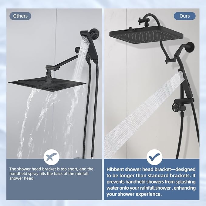 Hibbent Upgraded cUPC Certified 13'' Shower Head Combo, High Pressure 5-spray - Image 6