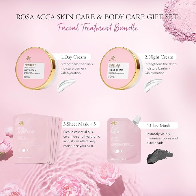 Mother's Day Gifts for Mom, Rose 23 Pcs Facial Skin Care Set, Bath and Body - Image 3