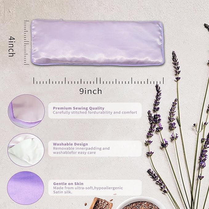Flexseed Eye Pillow, Hot or Cold Weighted Satin Eye Mask, Microwaveable Moist - Image 5