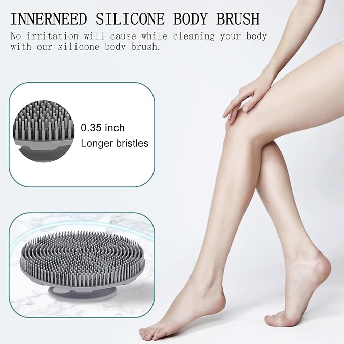 INNERNEED Food-Grade Soft Silicone Body Scrubber Shower Brush Handheld - Image 2