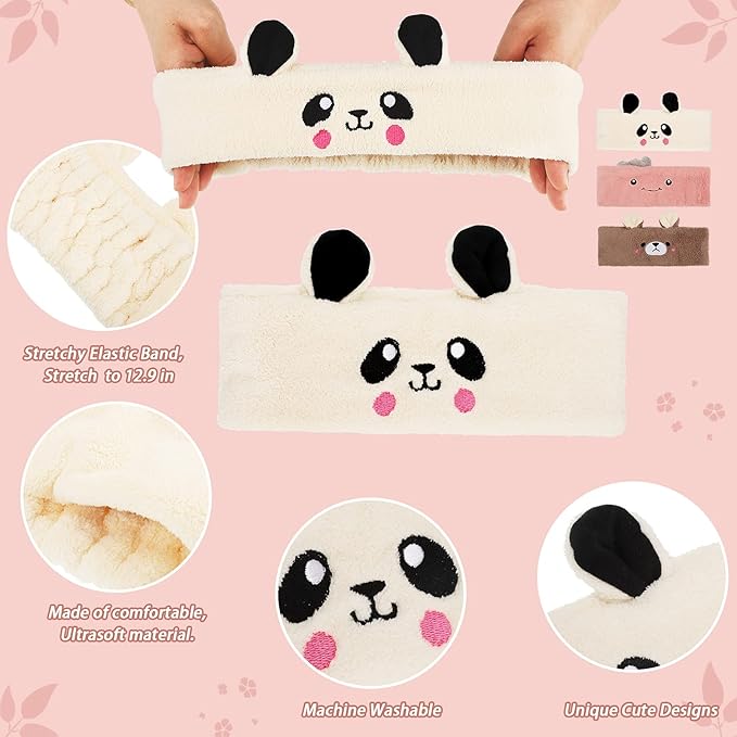 Chuangdi 4 Pieces Animal Hair Bands Face Wash Headband Spa Animal Ears - Image 6