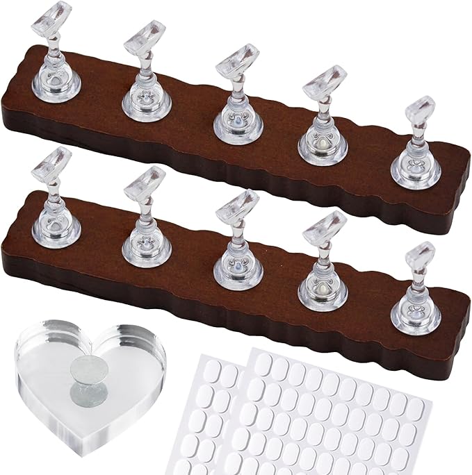 Nail Stand for Press On Art Display Practice 2 Set, 1 Heart Shaped Acrylic by Unknown
