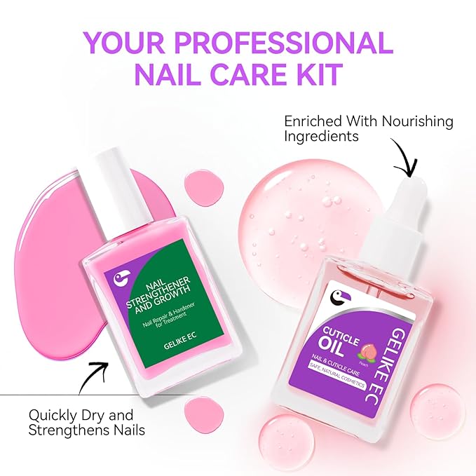 Gelike EC Nail Care Gift Set: Pink Fingernail Nail Growth Treatment & Peach - Image 6