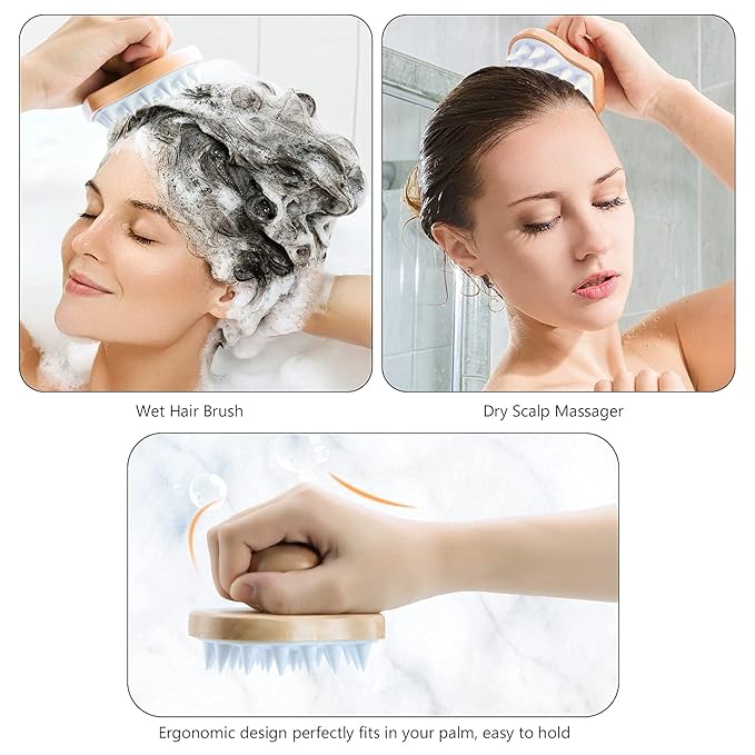 Hangerspace Scalp Massager Shampoo Brush, Wooden Wet and Dry Hair Scalp Care - Image 6