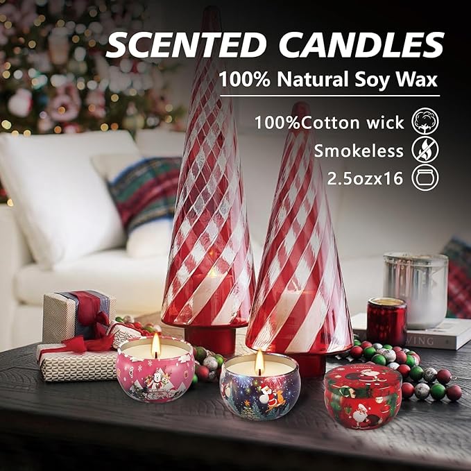 WPONSZU 16Pack Christmas Scented Candles, Candvent Calendar 2025, Gift Set - Image 5