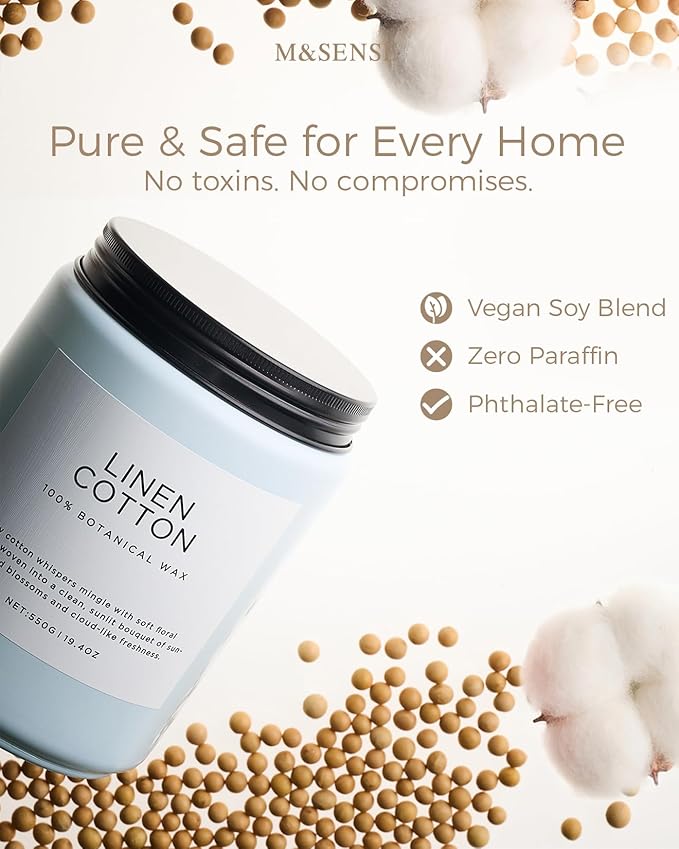 M&SENSE Fresh & Linen Cotton Scented Candles - Image 5