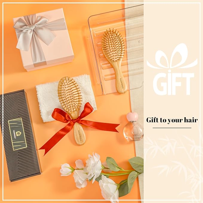 GAINWELL Bamboo Hair Brush for Hair Growth, Natural Bamboo Bristles Detangling - Image 6