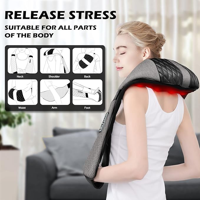Blue Elf Shiatsu Electric Neck Back Massager Pillow 3D Kneading - Image 2