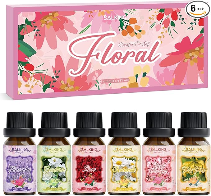 SALKING Floral Essential Oils Set, Premium Pure and Natural Essential Oils by SALKING