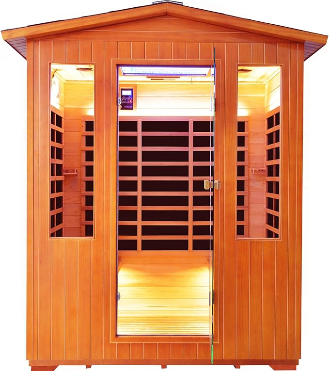 OUTEXER Outdoor 4 Person Sauna Far Infrared Saunas Dry Sauna Room Red Cedar and - Image 8