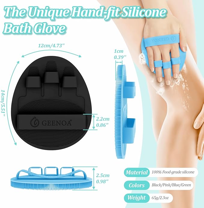 New Silicone Bath Glove with Straps, 360° Anti-Slip & Enlarged Exfoliating Body - Image 2