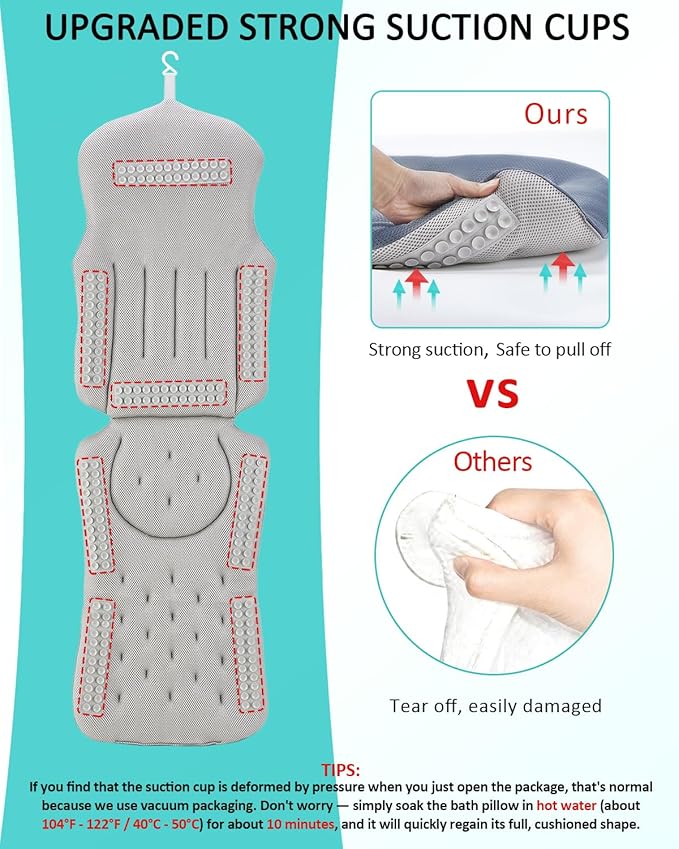 Full Body Bath Pillow for Bathtub, 5D Thick Tub Pillow for Bathtub - Image 4