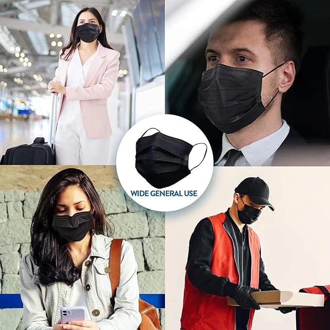 100Pcs Black Disposable Face Mask, 3 Ply Black Face Masks - Image 5