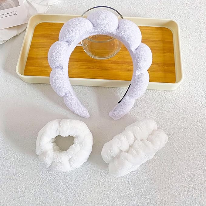 Beleki Spa Headband for Washing Face Wristband Set Sponge Headband Makeup - Image 6