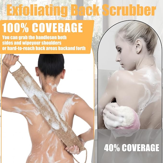 Geelin 8 Pack Natural Loofah Exfoliating Body Scrubber Set Shower Bath Glove - Image 5