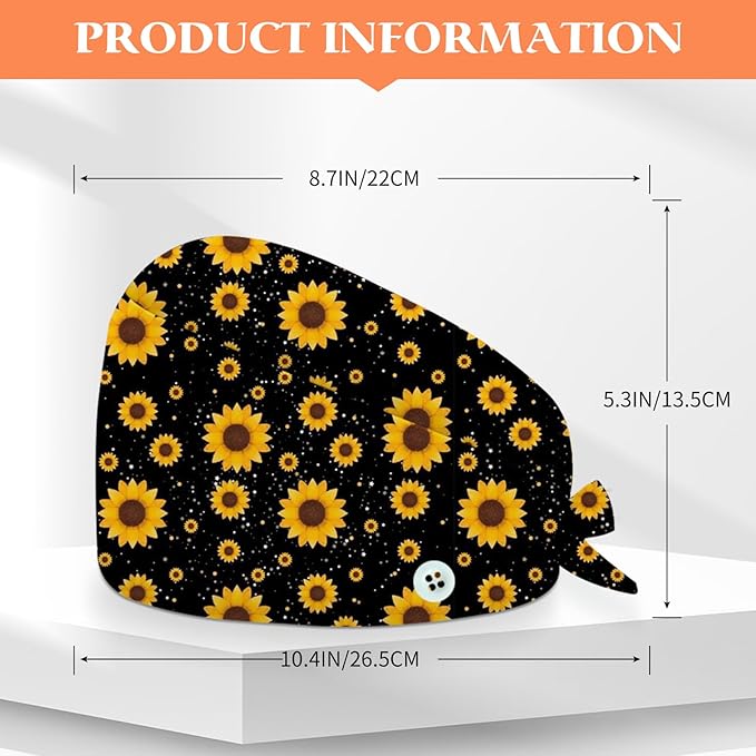 Adjustable Scrub Cap with Buttons & Sweatband, Working Hat with Elastic Tie Back - Image 3