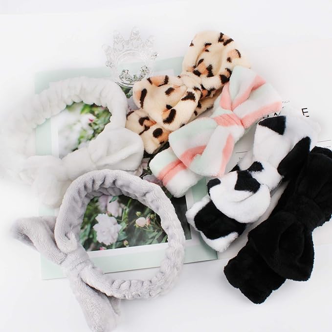 Casoty 6 Pcs Skincare Headband Bow Hair Band Spa Headband - Image 7