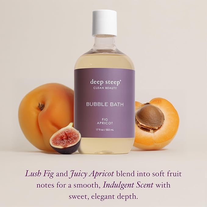 Deep Steep Bubble Bath, Fig Apricot 17 oz – Hypoallergenic, Clinically Tested - Image 4